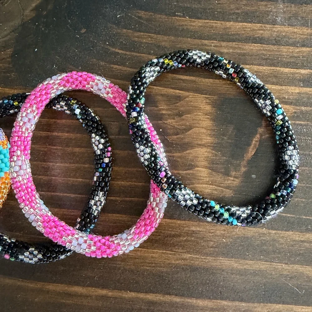Set of 5 Colorful Nepal Beaded Bracelets Set
